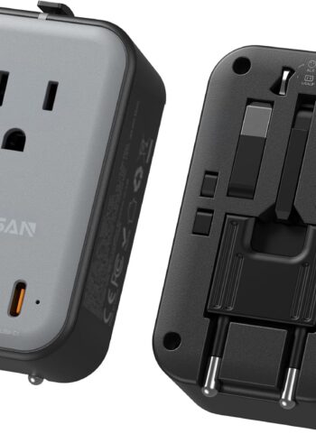 TESSAN Travel Adapter 009, PD 20W Universal Power Adapter 2 USB C 1 USB A, Ultra Thin International Plug Adaptor Worldwide Outlet for US to European UK Italy Spain New Zealand (Type C G A I), 1 Pack